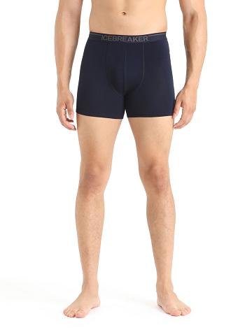 Midnight Navy Icebreaker Merino Anatomica Boxers Men's Underwear | AU 1315QMAZ